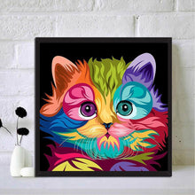Lade das Bild in den Galerie-Viewer, Bunte Katze - voller runder Diamant - 30x30cm
