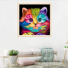 Lade das Bild in den Galerie-Viewer, Bunte Katze - voller runder Diamant - 30x30cm
