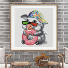Lade das Bild in den Galerie-Viewer, Cooles Schwein - voller runder Diamant - 30x30cm
