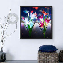 Lade das Bild in den Galerie-Viewer, Libelle Blume - voller runder Diamant - 30x30cm
