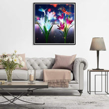 Lade das Bild in den Galerie-Viewer, Libelle Blume - voller runder Diamant - 30x30cm
