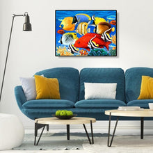 Lade das Bild in den Galerie-Viewer, Bunte Fische - voller runder Diamant - 40x30cm
