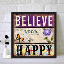 Lade das Bild in den Galerie-Viewer, Positives Wort - voller runder Diamant - 35x35cm
