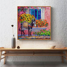 Lade das Bild in den Galerie-Viewer, Esel Blumen - voller runder Diamant - 30x30cm
