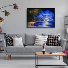 Lade das Bild in den Galerie-Viewer, Heller Mond auf See - volle Diamant-Malerei - 40x30cm
