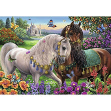 Lade das Bild in den Galerie-Viewer, Gartenpferde - voll diamantbemalende - 40x30cm
