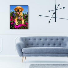 Lade das Bild in den Galerie-Viewer, Hund Blume - volle Diamant-Malerei - 30x40cm
