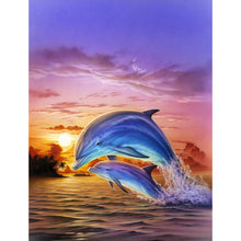 Lade das Bild in den Galerie-Viewer, Delphin Pferd - volle Runde Diamant-Malerei - 30x40cm
