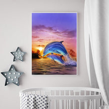 Lade das Bild in den Galerie-Viewer, Delphin Pferd - volle Runde Diamant-Malerei - 30x40cm
