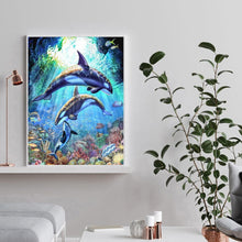 Lade das Bild in den Galerie-Viewer, Delphin Pferd - volle Runde Diamant-Malerei - 30x40cm
