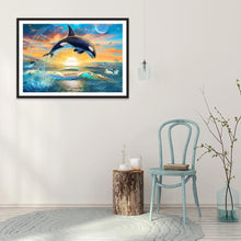 Lade das Bild in den Galerie-Viewer, Delphin Pferd - volle Runde Diamant-Malerei - 30x40cm
