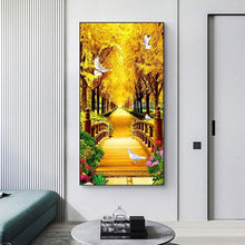 Lade das Bild in den Galerie-Viewer, Herbst-Pfad - volle Runde Diamant-Malerei - 85x45cm
