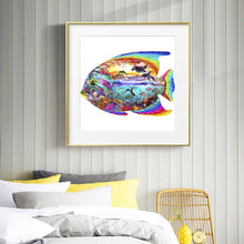 Lade das Bild in den Galerie-Viewer, Fisch Frauen - voller runder Diamant - 30x30cm
