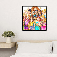 Lade das Bild in den Galerie-Viewer, Prinzessinnen Cartoon - voller Runder Diamant - 50x50cm

