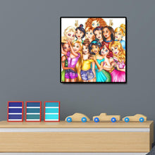 Lade das Bild in den Galerie-Viewer, Prinzessinnen Cartoon - voller Runder Diamant - 50x50cm
