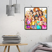 Lade das Bild in den Galerie-Viewer, Prinzessinnen Cartoon - voller Runder Diamant - 50x50cm
