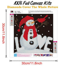 Lade das Bild in den Galerie-Viewer, Weihnachten Schneemann - voller runder Diamant - 30x30cm
