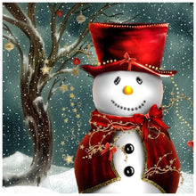 Lade das Bild in den Galerie-Viewer, Weihnachten Schneemann - voller runder Diamant - 30x30cm

