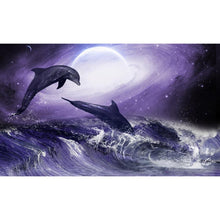 Lade das Bild in den Galerie-Viewer, Delphin - voller runder Diamant - 100x50cm
