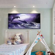 Lade das Bild in den Galerie-Viewer, Delphin - voller runder Diamant - 100x50cm
