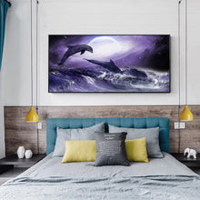 Lade das Bild in den Galerie-Viewer, Delphin - voller runder Diamant - 100x50cm
