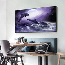 Lade das Bild in den Galerie-Viewer, Delphin - voller runder Diamant - 100x50cm
