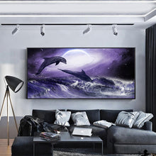 Lade das Bild in den Galerie-Viewer, Delphin - voller runder Diamant - 100x50cm
