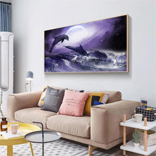 Lade das Bild in den Galerie-Viewer, Delphin - voller runder Diamant - 100x50cm
