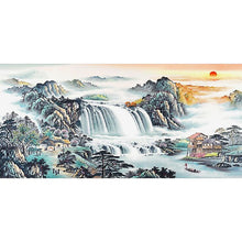 Lade das Bild in den Galerie-Viewer, Sonnenaufgangsansicht - voller runder Diamant - 100x50cm
