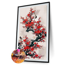 Lade das Bild in den Galerie-Viewer, Vogel auf Zweig - voller runder Diamant - 40x90cm
