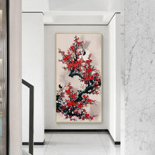 Lade das Bild in den Galerie-Viewer, Vogel auf Zweig - voller runder Diamant - 40x90cm
