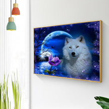 Lade das Bild in den Galerie-Viewer, Wolf Mond - voller quadratischer Diamant - 50x40cm
