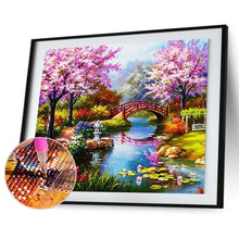 Lade das Bild in den Galerie-Viewer, Frühlingsbrücke - voller quadratischer Diamant - 50x40cm
