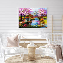 Lade das Bild in den Galerie-Viewer, Frühlingsbrücke - voller quadratischer Diamant - 50x40cm
