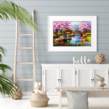 Lade das Bild in den Galerie-Viewer, Frühlingsbrücke - voller quadratischer Diamant - 50x40cm
