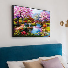 Lade das Bild in den Galerie-Viewer, Frühlingsbrücke - voller quadratischer Diamant - 50x40cm
