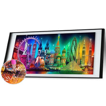 Lade das Bild in den Galerie-Viewer, Stadt Nachtansicht - voller runder Diamant - 100x50cm
