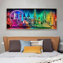 Lade das Bild in den Galerie-Viewer, Stadt Nachtansicht - voller runder Diamant - 100x50cm
