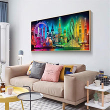 Lade das Bild in den Galerie-Viewer, Stadt Nachtansicht - voller runder Diamant - 100x50cm
