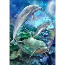 Lade das Bild in den Galerie-Viewer, Delphin - voller runder Diamant - 30x40cm
