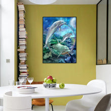 Lade das Bild in den Galerie-Viewer, Delphin - voller runder Diamant - 30x40cm
