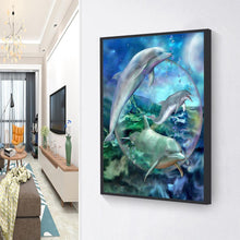 Lade das Bild in den Galerie-Viewer, Delphin - voller runder Diamant - 30x40cm
