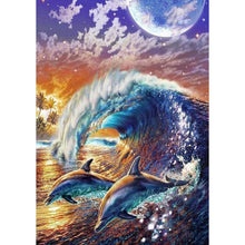 Lade das Bild in den Galerie-Viewer, Delphin - voller runder Diamant - 30x40cm
