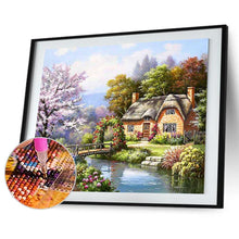 Lade das Bild in den Galerie-Viewer, Dorf Landschaft Landschaft - voller quadratischer Diamant - 50x40cm
