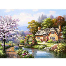 Lade das Bild in den Galerie-Viewer, Dorf Landschaft Landschaft - voller quadratischer Diamant - 50x40cm
