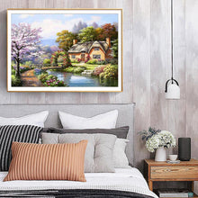 Lade das Bild in den Galerie-Viewer, Dorf Landschaft Landschaft - voller quadratischer Diamant - 50x40cm
