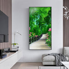 Lade das Bild in den Galerie-Viewer, Grüner Wald - voller runder Diamant - 45x85cm
