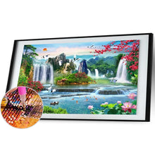 Lade das Bild in den Galerie-Viewer, Wasserfallgarten - voller runder Diamant - 100x40cm

