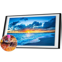 Lade das Bild in den Galerie-Viewer, Sonnenaufgang auf See - voller runder Diamant - 100x40cm
