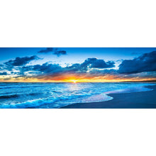 Lade das Bild in den Galerie-Viewer, Sonnenaufgang auf See - voller runder Diamant - 100x40cm

